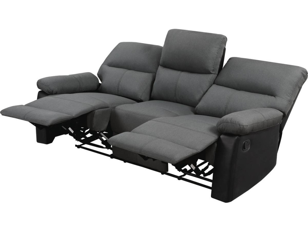 Canapé relax "Lincoln" - 3 places - Noir / Gris foncé