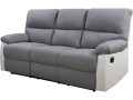 Canapé relax "Lincoln" - 197 x 89 x 103 cm - 3 places - Blanc / Gris clair - Blanc / Gris clair