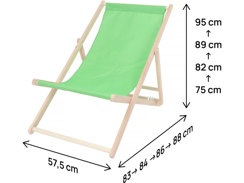 Lot de 2 transats en bois "Chilienne" - 107 x 56.5 x 81 cm - Vert