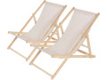 Lot de 2 transats en bois "Chilienne" - 107 x 56.5 x 81 cm - Vert - Ecru