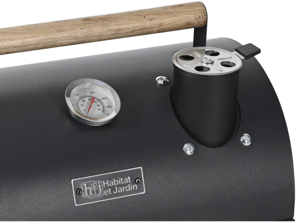 Barbecue charbon de bois portable "Captain" - 42 x 27 x 43 cm - Noir