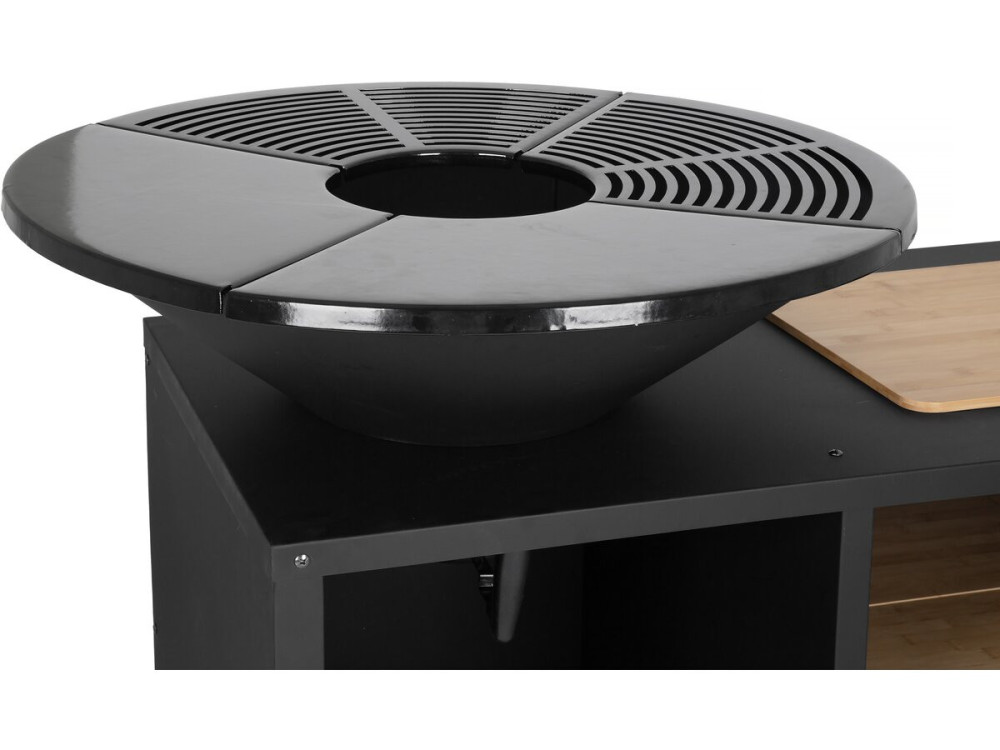 Barbecue plancha brasero à charbon et bois "Maréchal" - Ø 81 cm - Noir