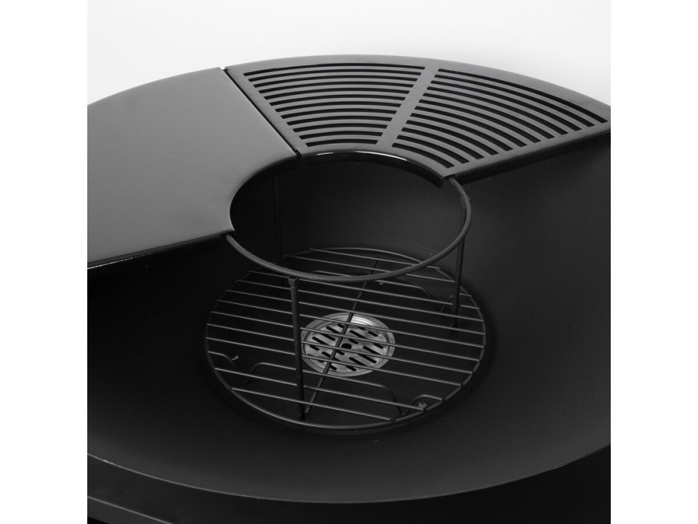 Barbecue plancha brasero à charbon et bois "Maréchal" - Ø 81 cm - Noir