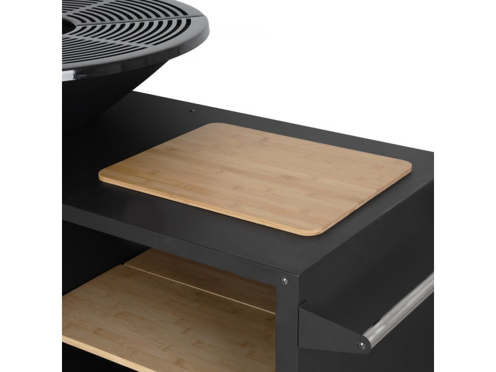 Barbecue plancha brasero à charbon et bois "Maréchal" - Ø 81 cm - Noir