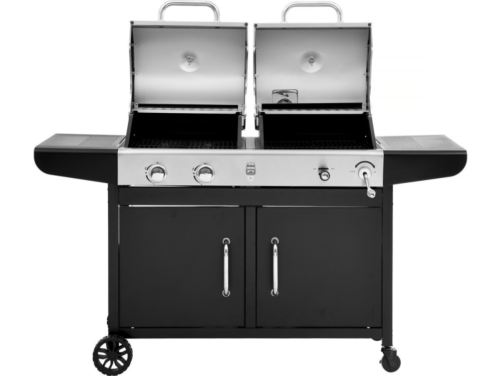 Barbecue gaz et charbon 2 en 1 en métal "Western" - Noir