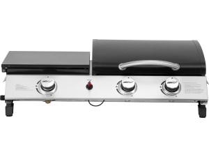 Plancha gaz avec couvercle "Rasio" - 7.5 KW - 3 brûleurs - Noir