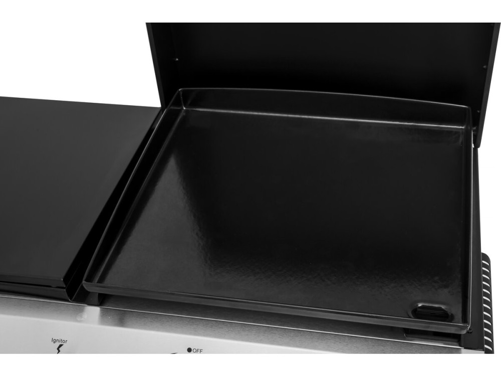 Plancha gaz avec couvercle "Rasio" - 7.5 KW - 3 brûleurs - Noir