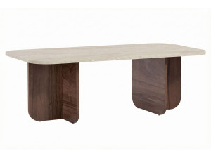 Table basse en bois "Akira" - 120 x 60 x 41 cm - Travertin
