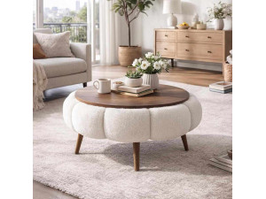 Table basse en bois "Papatya 60" - 60 x 60 x 44 cm - Blanc