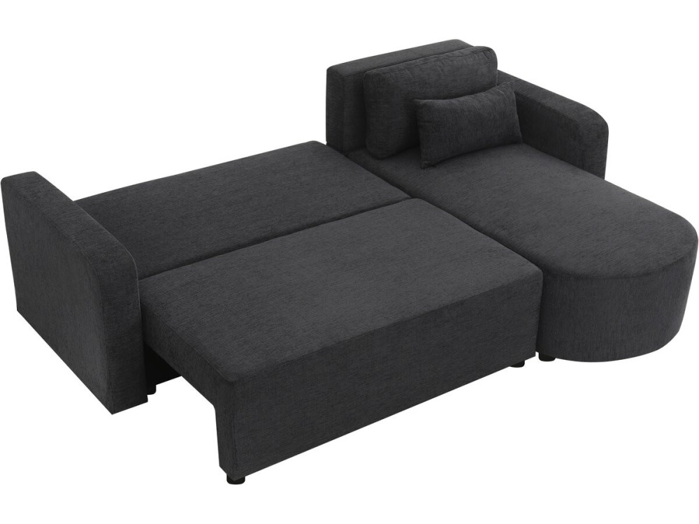 Canapé d'angle convertible/réversible en tissu "Charles" - 3 places - Noir