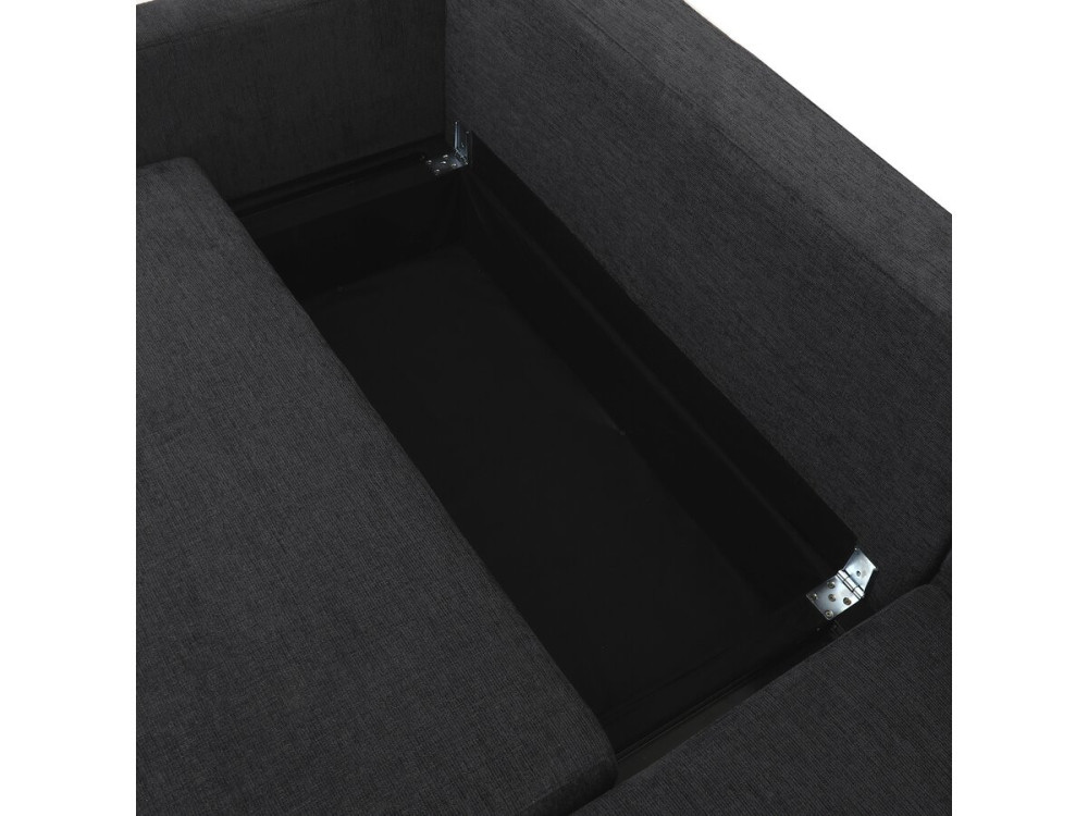 Canapé d'angle convertible/réversible en tissu "Charles" - 3 places - Noir