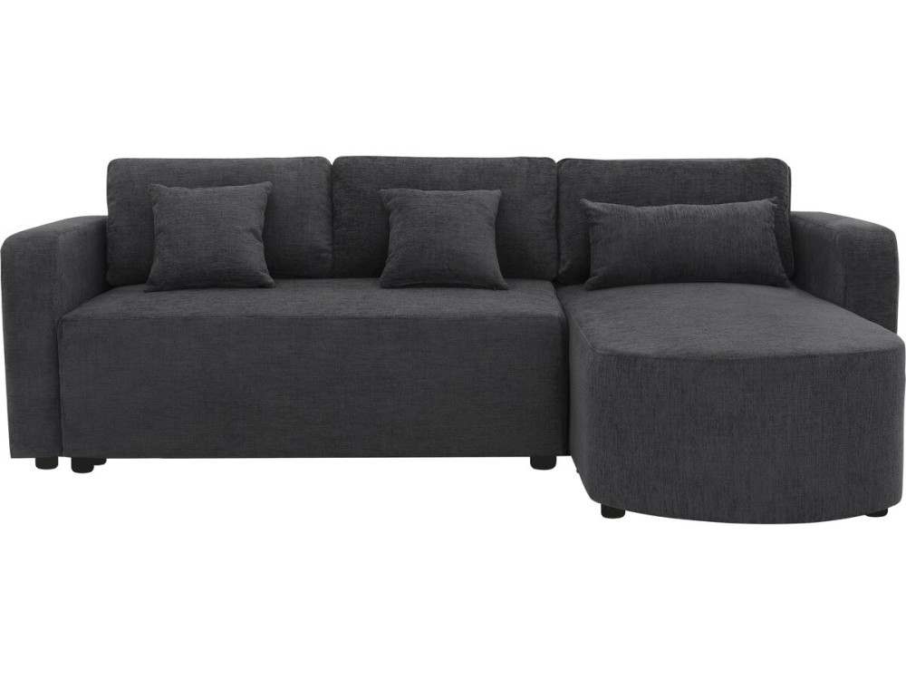 Canapé d'angle convertible/réversible en tissu "Charles" - 3 places - Noir