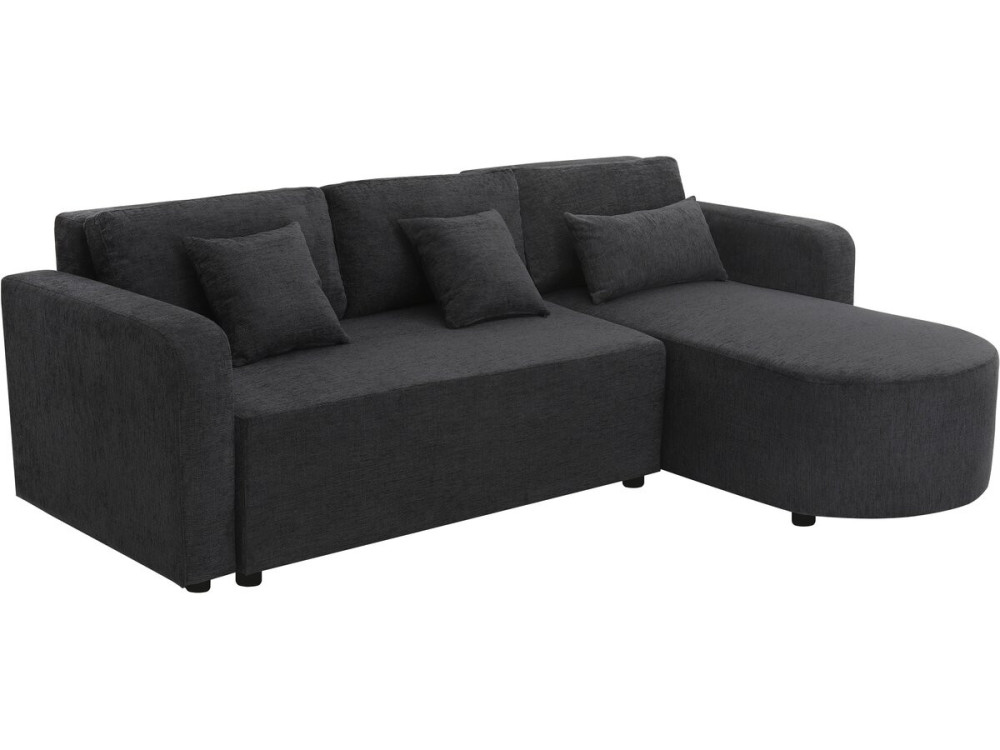 Canapé d'angle convertible/réversible en tissu "Charles" - 3 places - Noir
