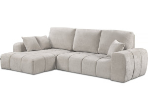Canapé d'angle gauche convertible en tissu chenille "Verneuil" - 3 places - Beige