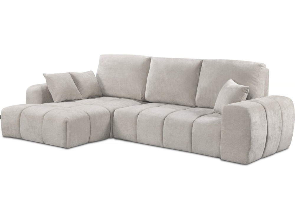 Canapé d'angle gauche convertible en tissu chenille "Verneuil" - 3 places - Beige