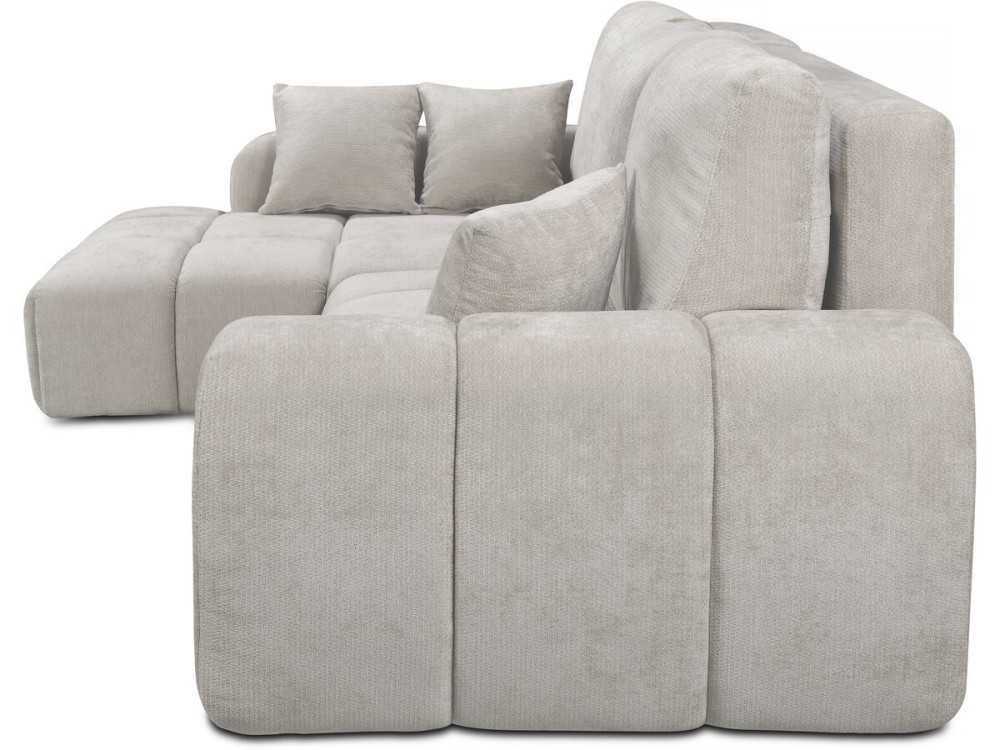 Canapé d'angle gauche convertible en tissu chenille "Verneuil" - 3 places - Beige