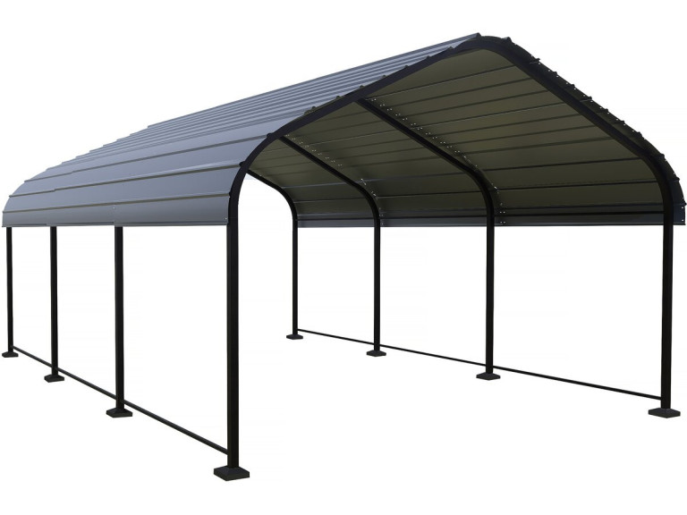 Carport abri de voiture en métal "Phoenix" - 13,5 m² - Gris