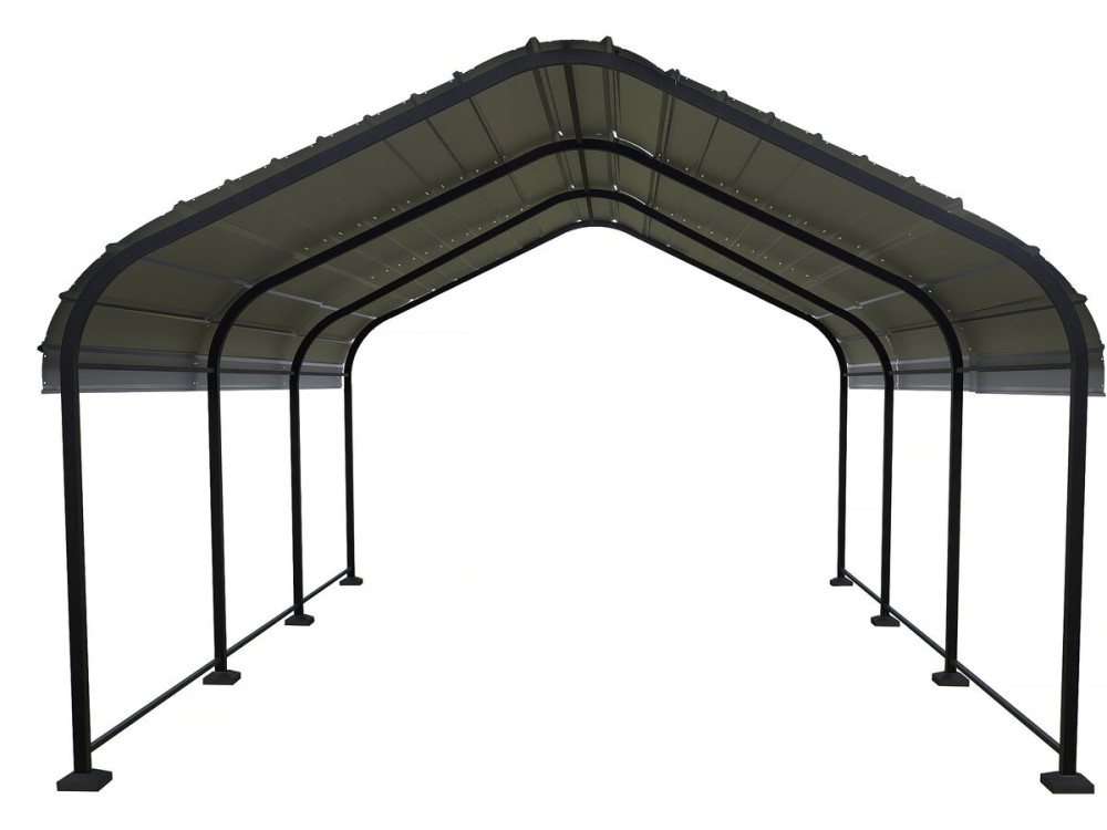Carport abri de voiture en métal "Phoenix" - 13,5 m² - Gris