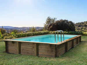 Piscine bois en kit rectangle "Sunrise " - 8.20 x 5.20 x 1.44 m