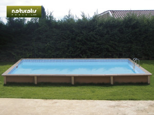 Piscine béton aspect bois en kit rectangle " Naturalis  " - 7.5 x 3.24 x 1.40 m