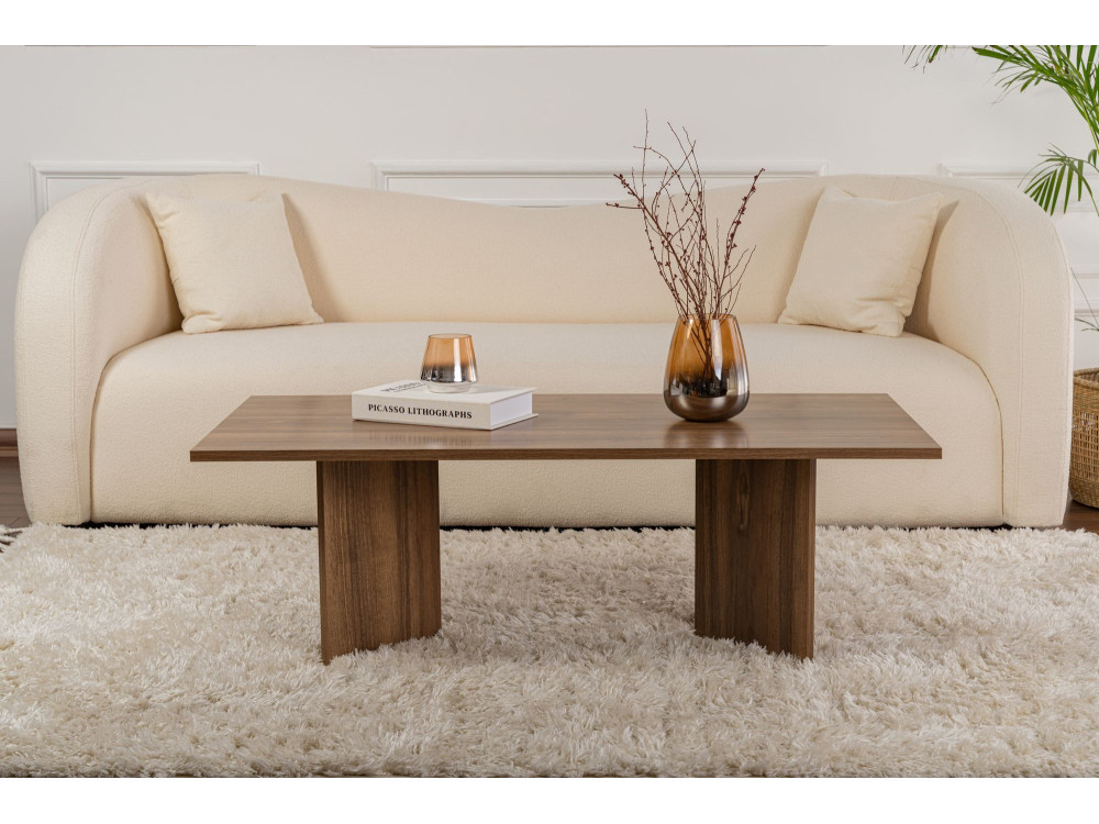 Table basse en bois "Sabin" - 60 x 119 x 40 cm - Noyer
