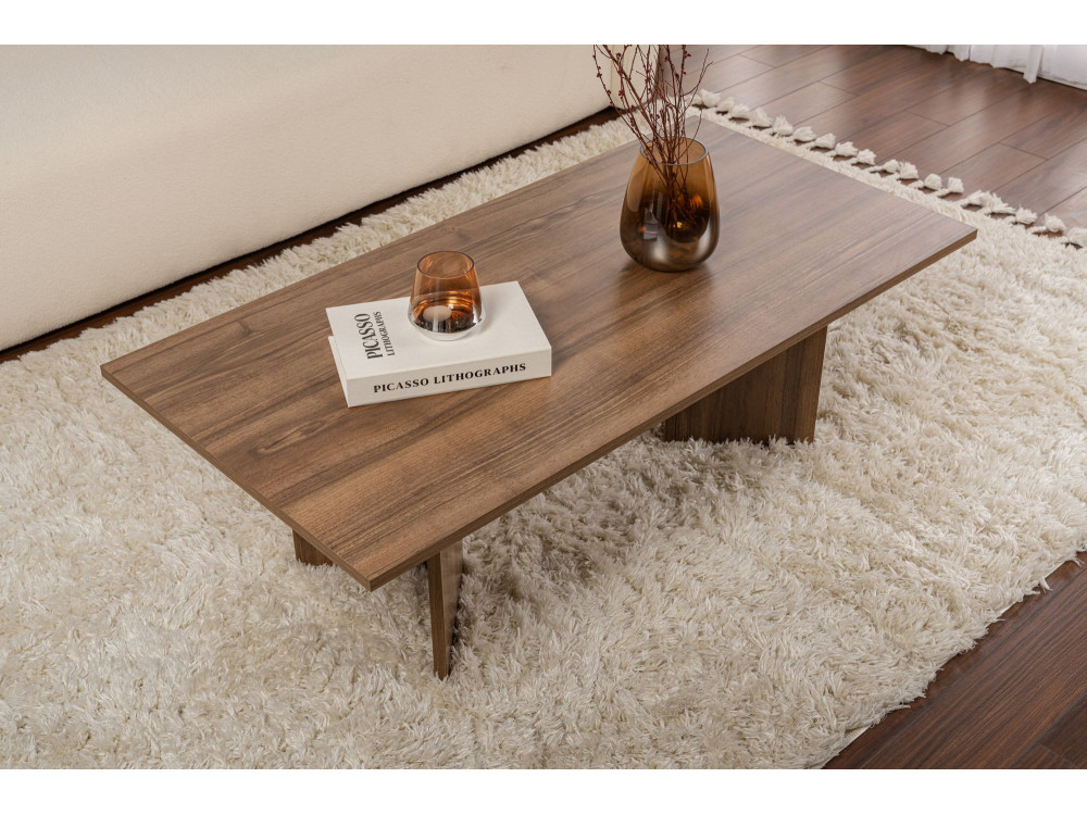 Table basse en bois "Sabin" - 60 x 119 x 40 cm - Noyer