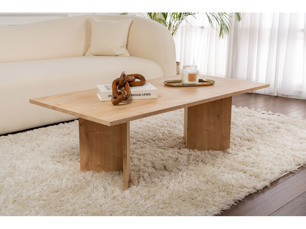 Table basse en bois "Sabin" - 60 x 119 x 40 cm - Chêne Saphir