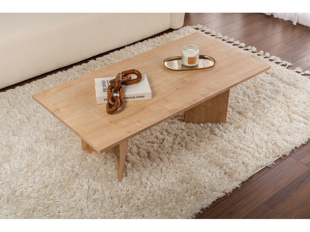 Table basse en bois "Sabin" - 60 x 119 x 40 cm - Chêne Saphir