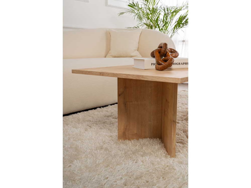 Table basse en bois "Sabin" - 60 x 119 x 40 cm - Chêne Saphir