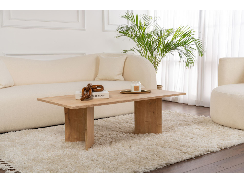 Table basse en bois "Sabin" - 60 x 119 x 40 cm - Chêne Saphir