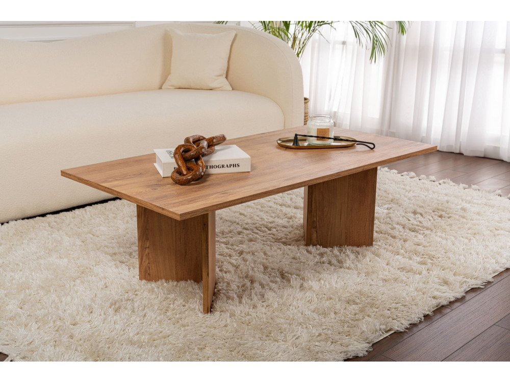 Table basse en bois "Sabin" - 60 x 119 x 40 cm - Pin atlantique