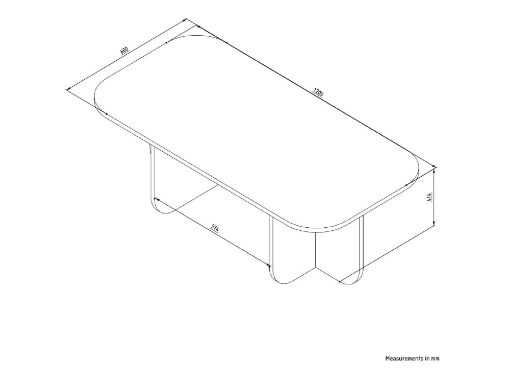 Table basse en bois "Becaj" - 120 x 60 x 41 cm - Travertin