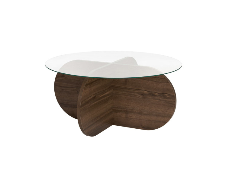 Table basse en bois "Aeris" - 75 x 75 x 35 cm - NoyerTransparent