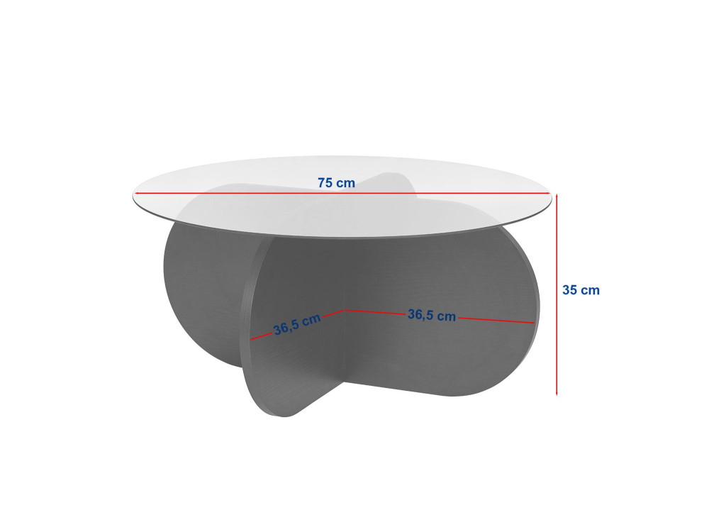 Table basse en bois "Aeris" - 75 x 75 x 35 cm - NoyerTransparent