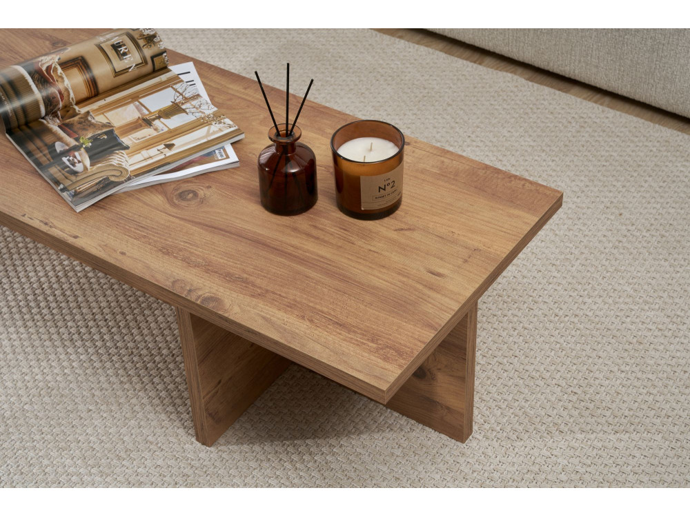 Table basse en bois "Harbor" - 120 x 45 x 30 cm - Pin atlantique