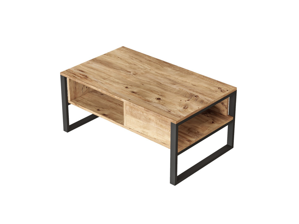 Table basse en bois "ML34" - 100 x 59 x 44 cm - Pin atlantique
