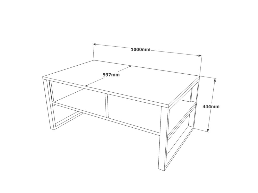 Table basse en bois "ML34" - 100 x 59 x 44 cm - Pin atlantique