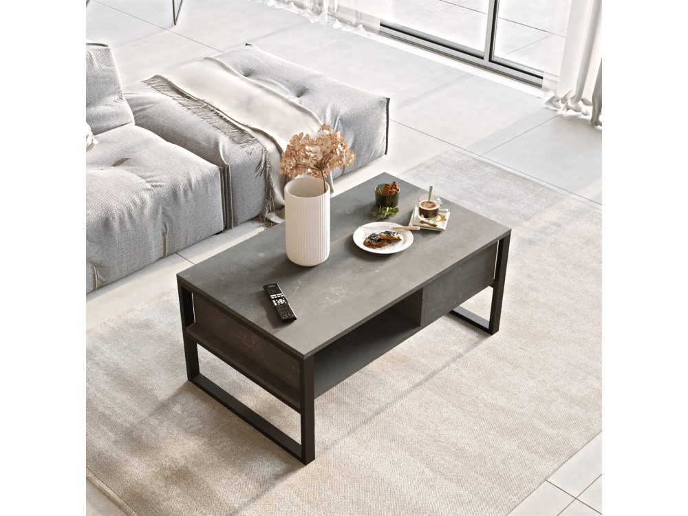 Table basse en bois "ML34" - 100 x 59 x 44 cm - Argent