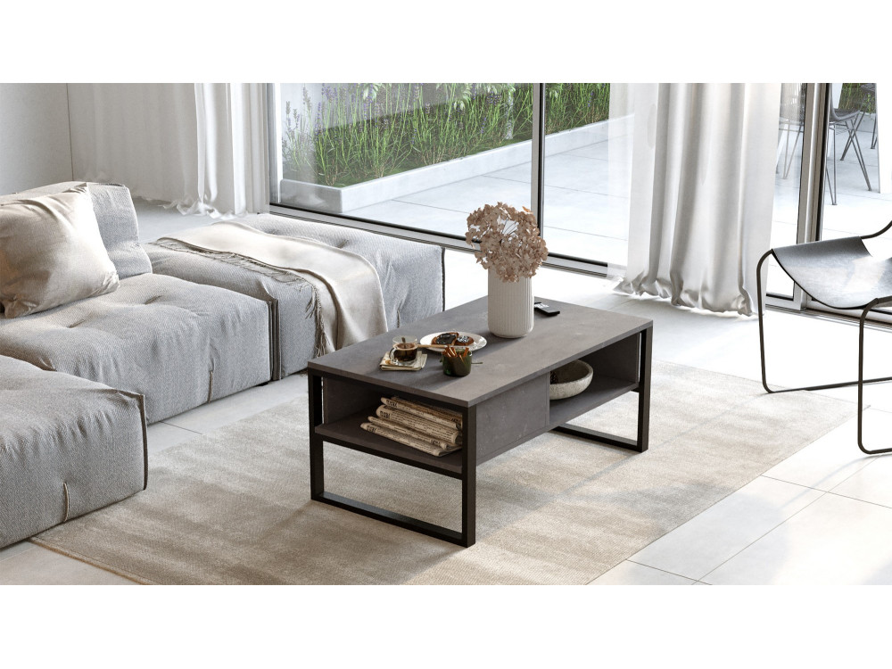 Table basse en bois "ML34" - 100 x 59 x 44 cm - Argent