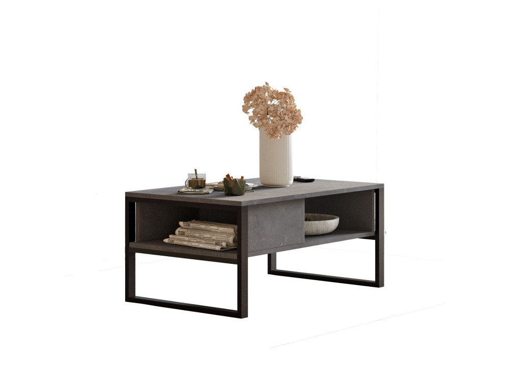 Table basse en bois "ML34" - 100 x 59 x 44 cm - Argent