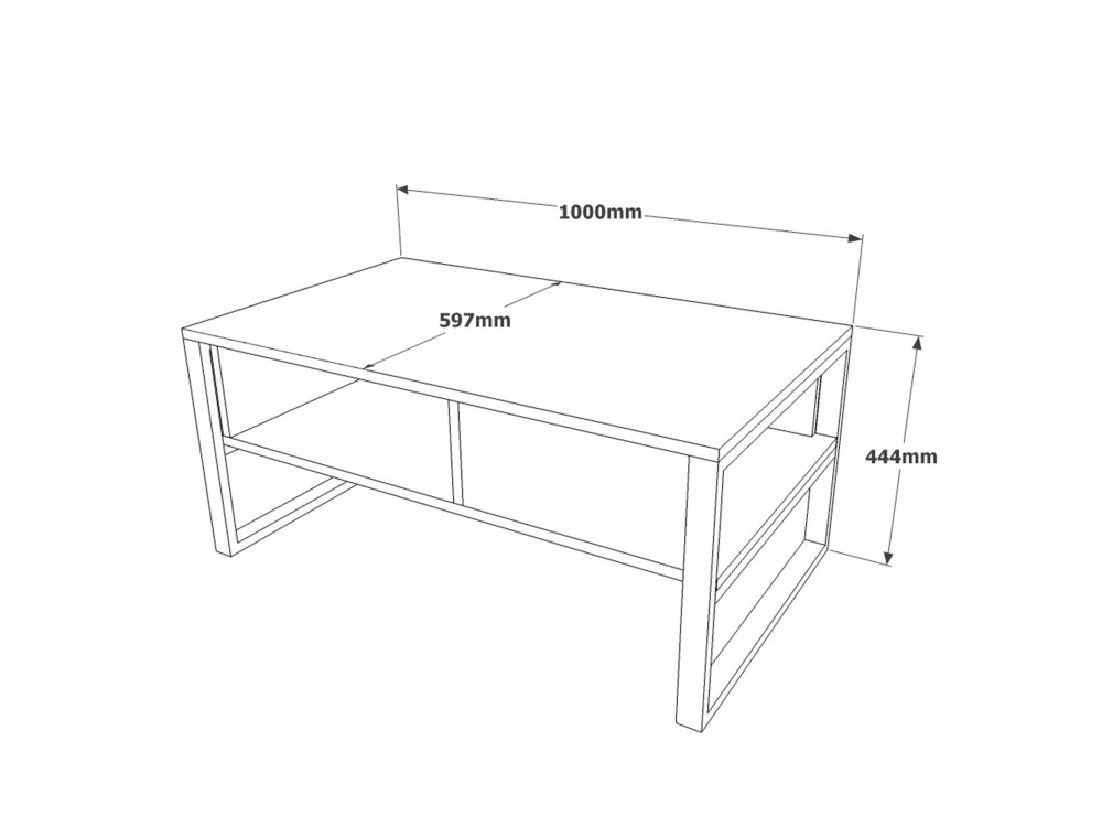 Table basse en bois "ML34" - 100 x 59 x 44 cm - Argent