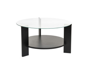 Table basse en bois "Clara" - 75 x 75 x 40 cm - Bois NoirTransparent