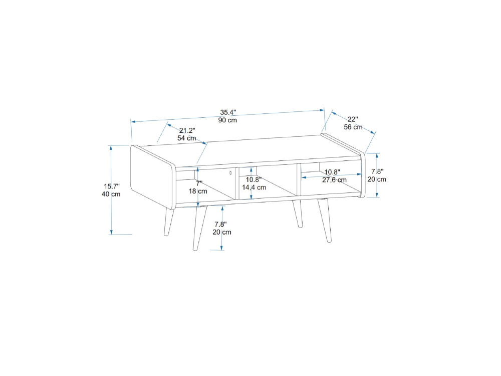 Table basse en bois "Line " - 90 x 56 x 40 cm - Noyer clair