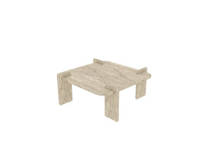 Table basse en bois "Woog" 90 x 90 x 35 cm - Travertin