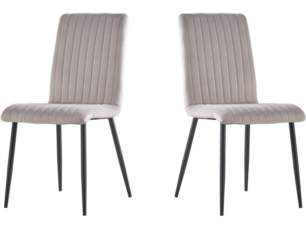 Lot de 2 chaises en velours "Henley" - Gris clair