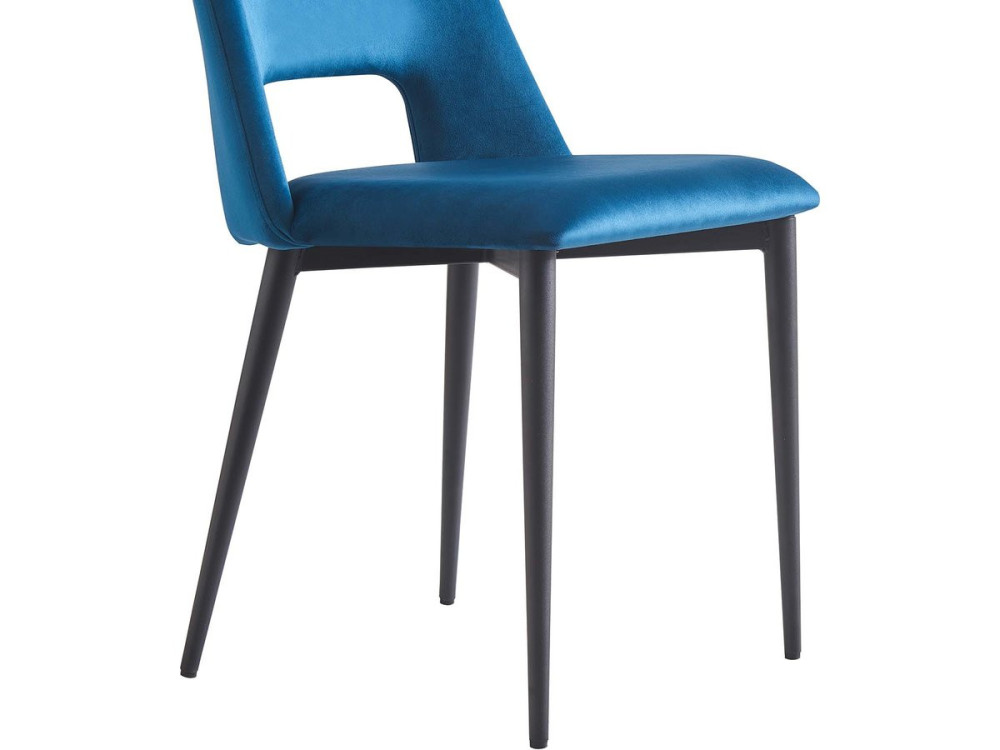 Lot de 2 Chaises en velours "Fedora" - Bleu foncé