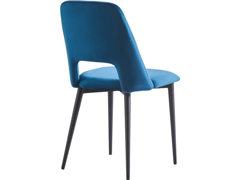 Lot de 2 Chaises en velours "Fedora" - Bleu foncé