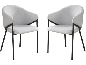 Lot de 2 chaises de salle à manger en tissu et métal "Auralis" - Gris clair
