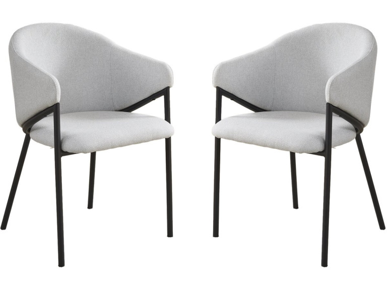 Lot de 2 chaises de salle à manger en tissu et métal "Auralis" - Gris clair