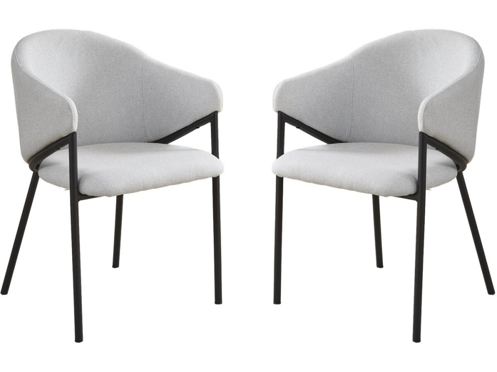 Lot de 2 chaises de salle à manger en tissu et métal "Auralis" - Gris clair